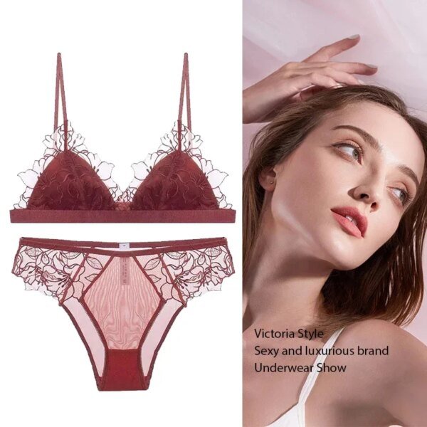 Lingerie en dentelle brodée sans armatures
