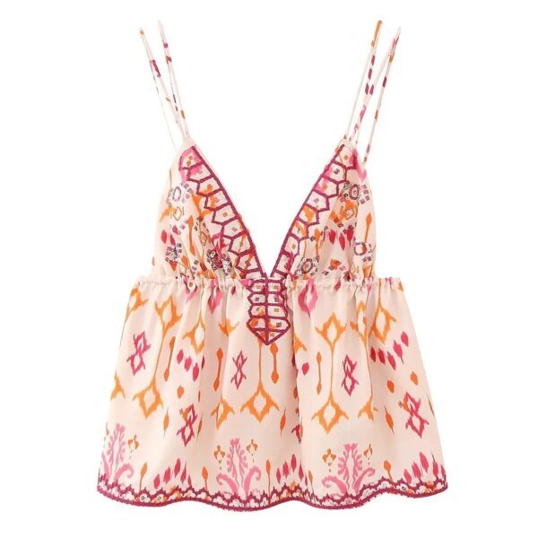 Haut brodé à imprimé floral – Image 4