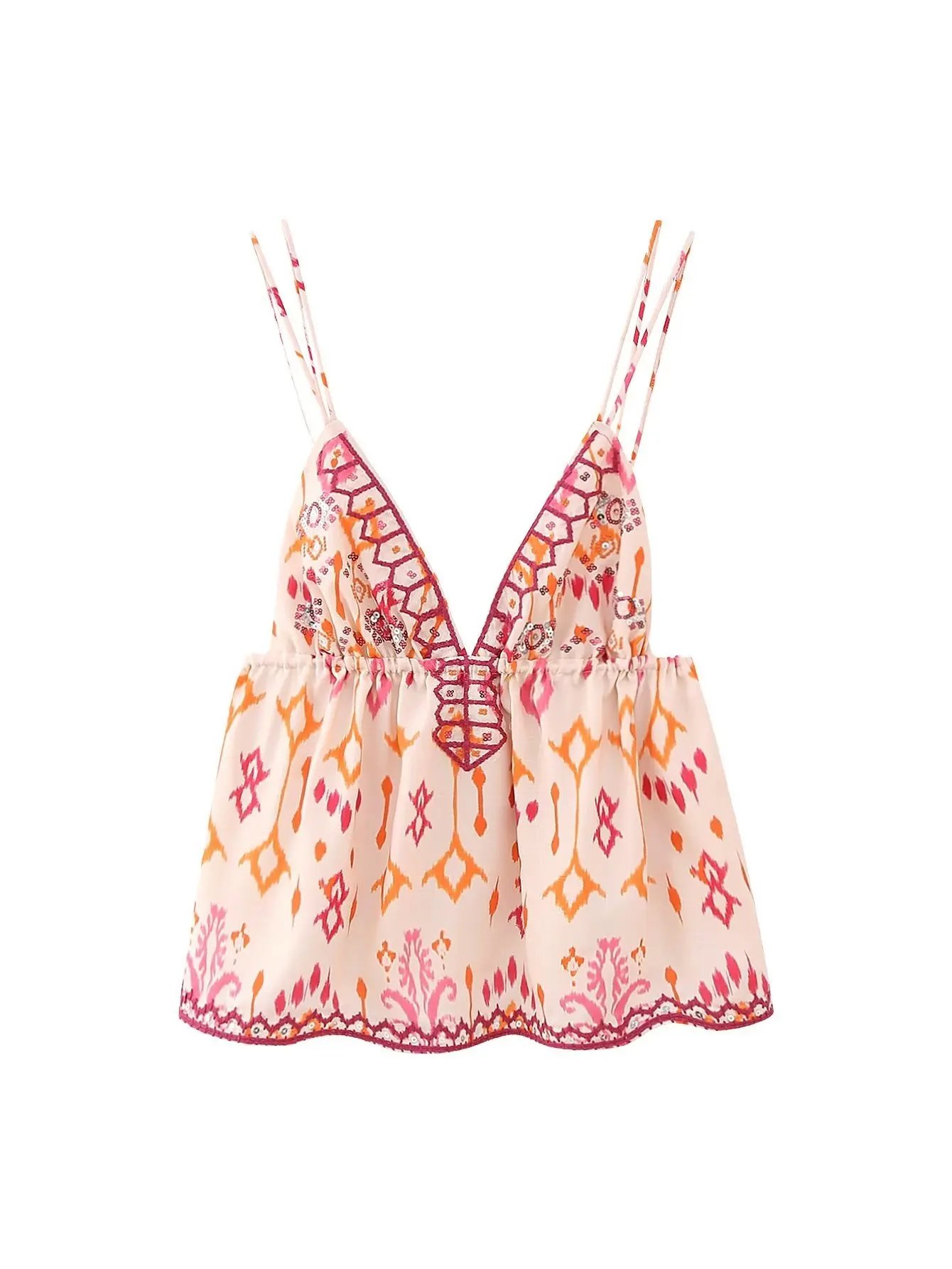 Haut brodé à imprimé floral