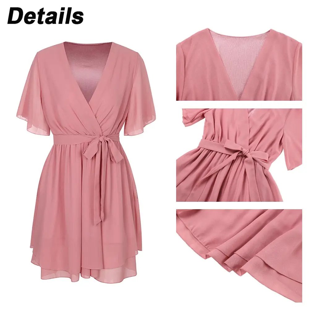Robe blanche en mousseline de soie, manches courtes, coupe cintrée